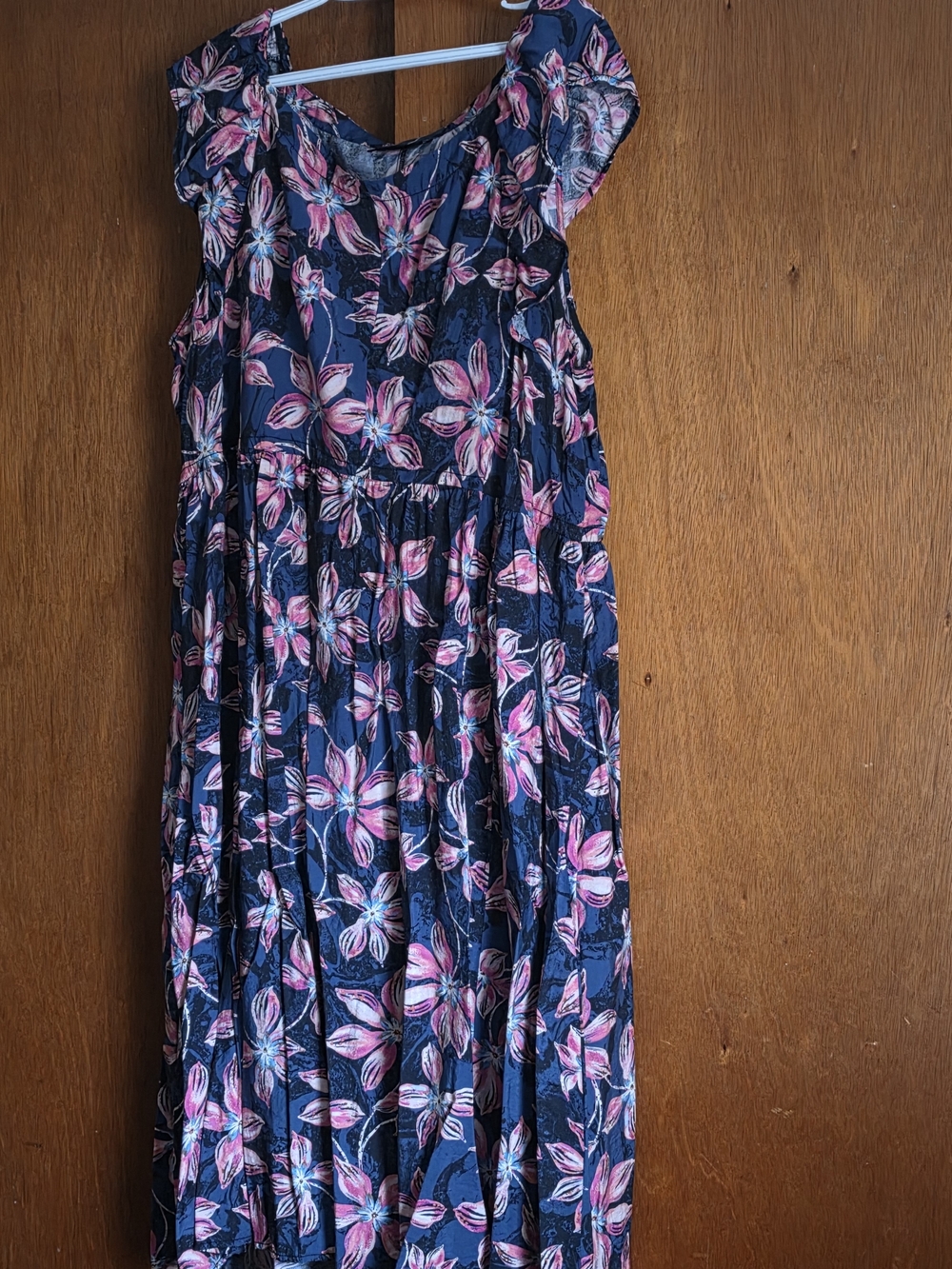 torrid Navy Midi Dress with Pink Floral Print